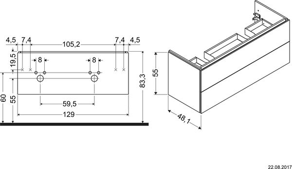 Waschtischmöbel L-Cube betongrau matt image number 1
