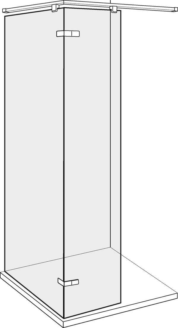 Freistehende Seitenwand Alterna lin.3, Band links, Breite bis 1250 mm, mit Glasteil 90° fix, zu image number 0