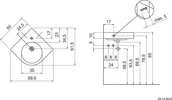 Eckwandbecken Geberit Renova Compact weiss image number 1