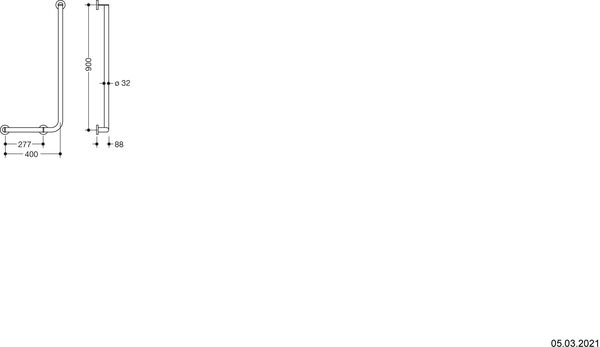 Barre d'appui d'angle Hewi 900 Acier inoxydable brillant image number 1