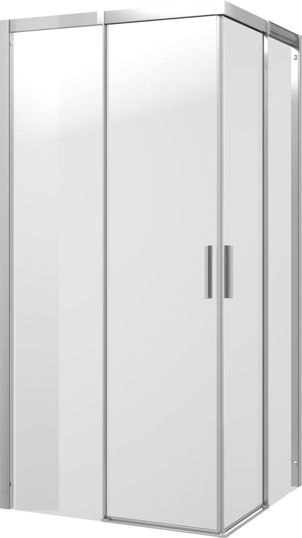 Porte coulissante pour cabine diagonale Alterna costa, montage au sol argent éloxé brillant Verre clair ProCare image number 0
