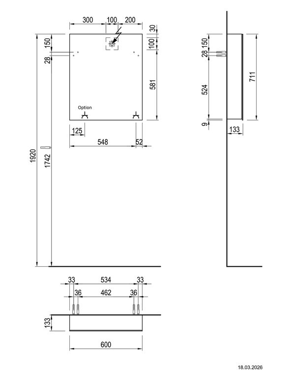 Spiegelschrank Alterna luuna LED plus Pacific walnut tobacco Lichtfarbe stufenlos verstellbar 2700-6500 K image number 1