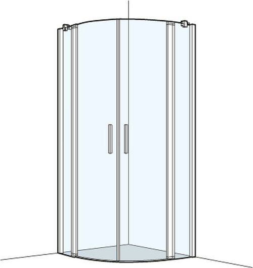 Eckeinstieg Koralle S400 Plus Viertelkreis silver polish Echtglas klar