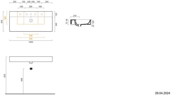 Auflegewaschtisch Alterna elena 100 x 47 cm Weiss Cleaneffekt image number 1