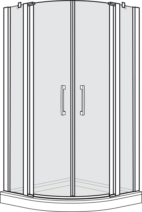 Eckeinstieg Duscholux Optima 6 Round Viertelkreis Schwarz matt Echtglas klar CareTec Pro