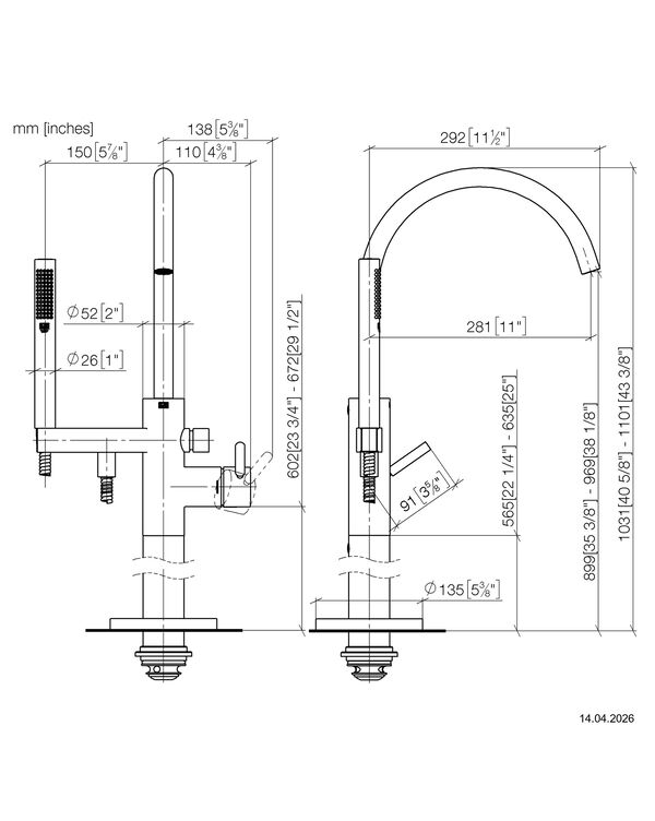 Bademischer Dornbracht Meta-Standmodell &frac12;" Champagne geb&uuml;rstet image number 3