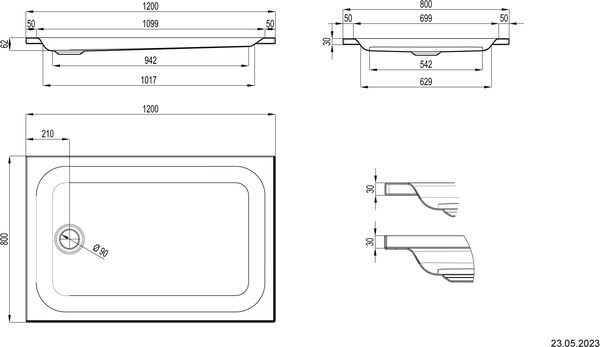 Receveur de douche Schmidlin avec rebords 120 x 80 cm Blanc image number 1