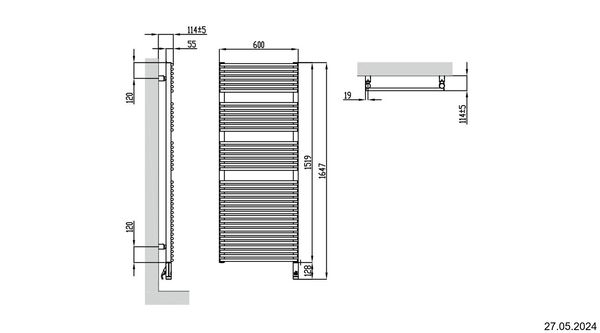 Radiateur de bain Alterna pali noir mat résistance électrique à droite image number 1