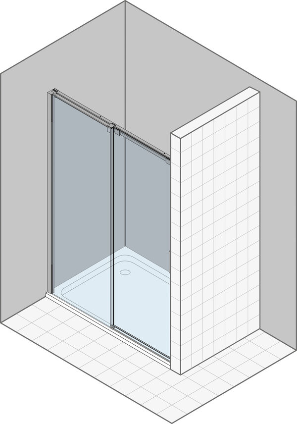 Paroi coulissante Duka Acqua 5000 new Couleur acier inoxydable Verre clair avec s&eacute;rigraphie noir au-dessus image number 0