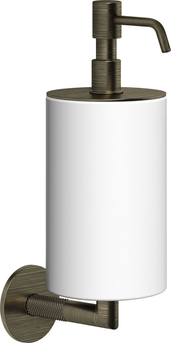 Distributore di sapone Gessi Anello, recipiente in vetro bianco opaco, modello a parete, rosetta image number 0