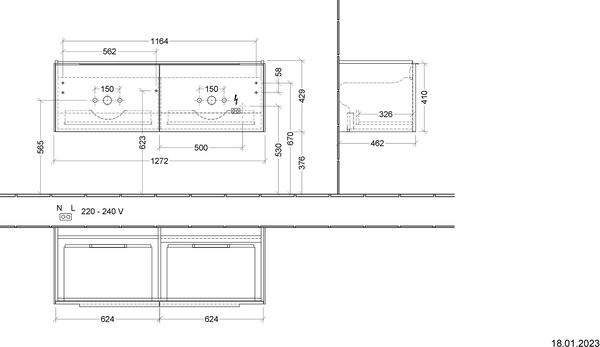 Meuble sous-lavabo Villeroy & Boch Subway 3.0 Chêne stone image number 1