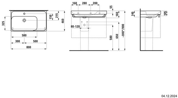 Waschtisch Laufen Meda 80 x 46 cm Weiss Cleaneffekt image number 1