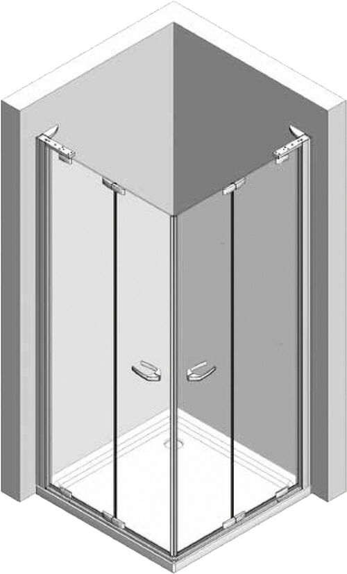 Porta a soffietto/battente Duka Natura 4000 Argento lucidissimo Vetro trasparente ProCare