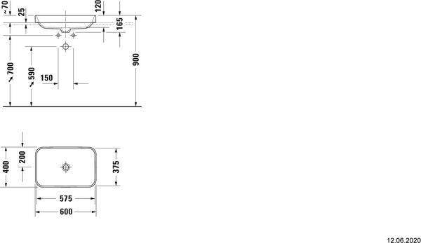 Auflegewaschtisch Duravit Happy D.2 Plus weiss-anthrazit matt image number 1