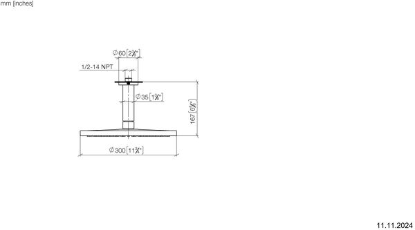 Regenbrause Dornbracht mit Deckenanschluss &frac12;" Platin matt image number 1