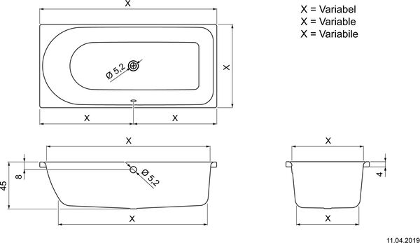 Badewanne Schmidlin Ocean Vario weiss image number 1