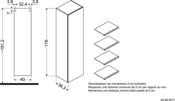 Armoire haute L-Cube Noir brillant image number 1