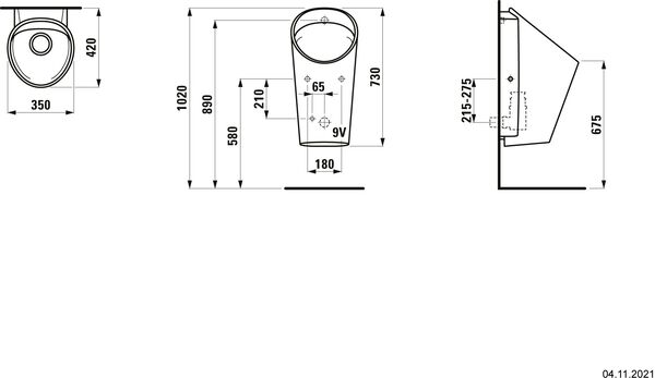 Urinoir Laufen Lema rimless Blanc image number 1