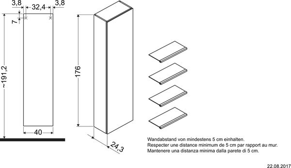 Armoire haute L-Cube Blanc brillant image number 1