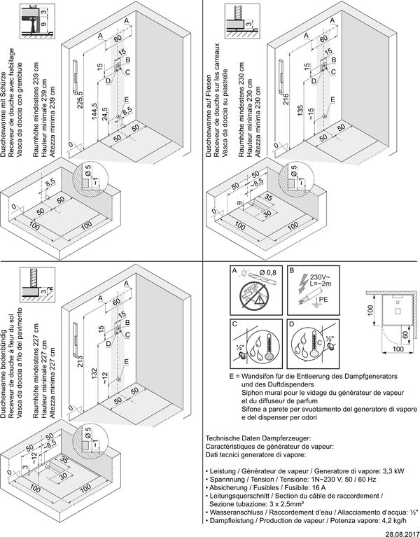 Dampfdusche Hoesch Sense Perience weiss Echtglas klar EverClean image number 1