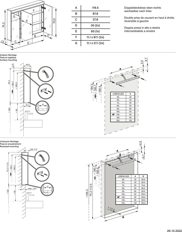 Armoire de toilette Schneider Low basic 15 LED Blanc Couleur de lumi&egrave;re blanc chaud 3000 K image number 1