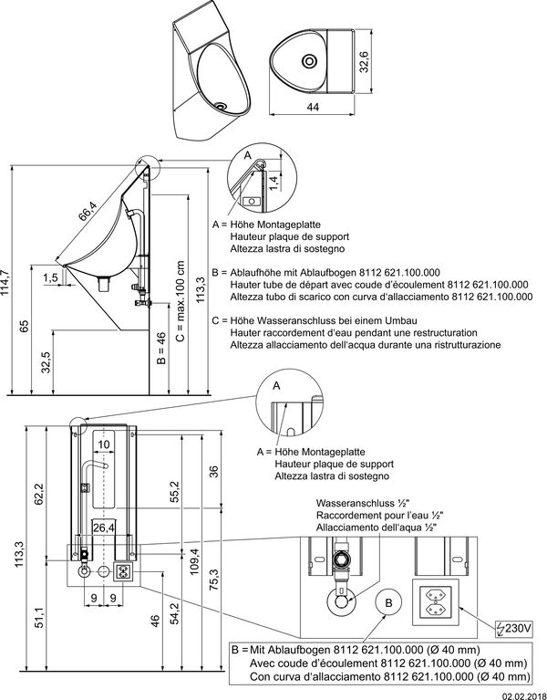 Urinal Schmidlin Ecopur 200 W weiss image number 1