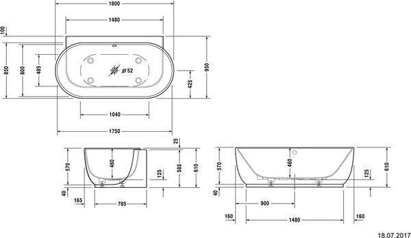 Badewanne Duravit Luv, Vorwandversion weiss matt image number 1