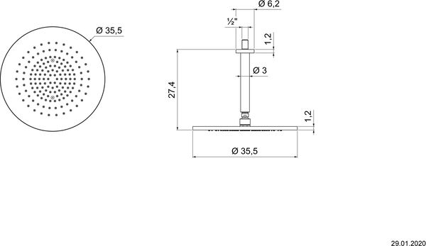 Regenbrause Gessi 316, ½" brushed brass flessa image number 1