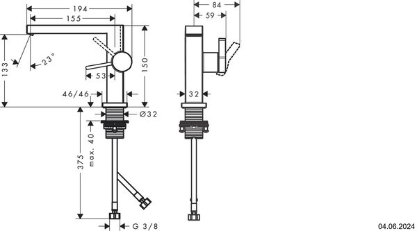 Einlochmischer Hansgrohe Tecturis E schwarz matt image number 1