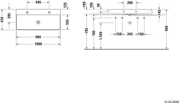 Auflegewaschtisch Duravit DuraSquare 100 x 47 cm Weiss image number 1
