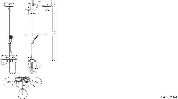 Showerpipe Hansgrohe Pulsify, ½" verchromt image number 1