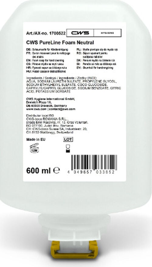 Hand Washing CWS PureLine Foam Neutral, 600 ml