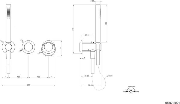 Bademischer-Endmontageset Gessi Anello / Ingranaggio Black metal brushed image number 1