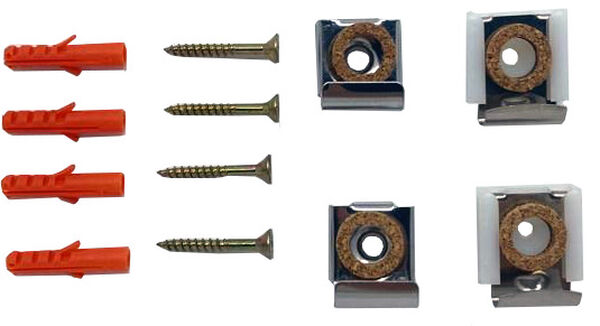 Fermagli per specchi Büchlerglas, per pareti a gradini, set di 4 pezzi image number 0