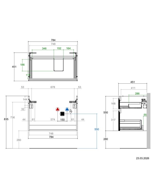 Meuble sous-lavabo Alterna dinea S Anthracite image number 1
