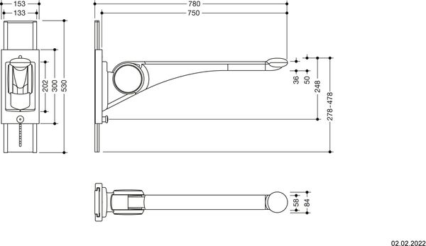 Stützklappgriff Hewi LifeSystem Premium Signalweiss glänzend Griffpad Anthrazit matt image number 1