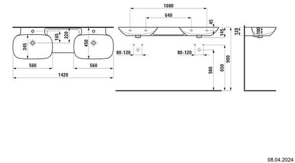 Lavabo double Laufen Ino blanc image number 1