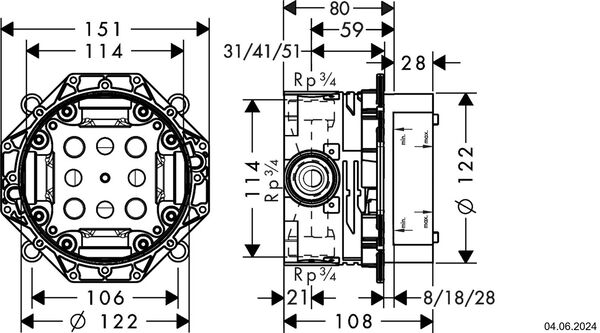 Einbaukörper Hansgrohe iBox Universal ¾" image number 1