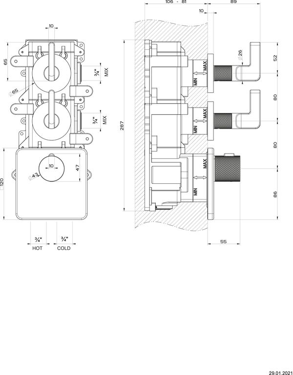 Bade- und Duschenmischer Endmontageset Gessi Inciso Finox image number 1