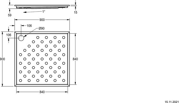 Receveur de douche KWC CMPX404N 90 x 90 cm image number 1