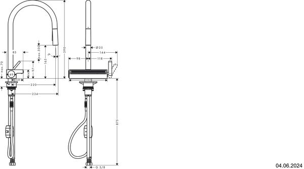 Spültischmischer Hansgrohe Aquno Select M81 edelstahloptik image number 1