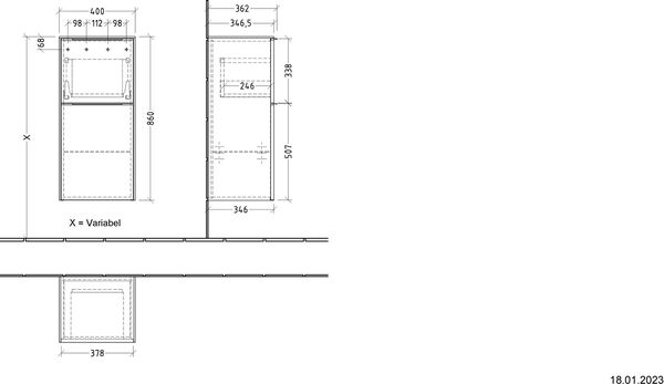 Armoire lat&eacute;rale Villeroy & Boch Subway 3.0 Marine bleu image number 1