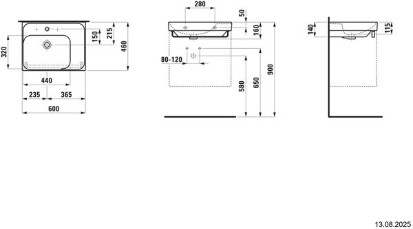 Waschtisch Laufen Meda Graphit matt image number 1