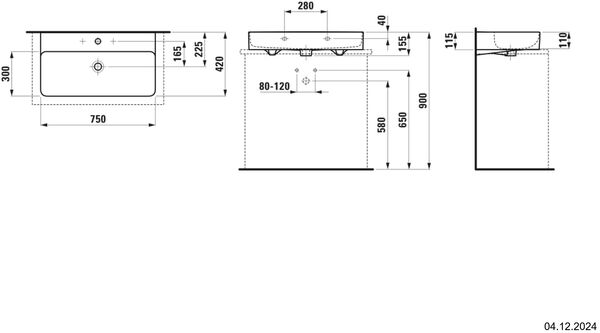 Auflegewaschtisch Laufen Val 75 x 42 cm Schwarz matt image number 1