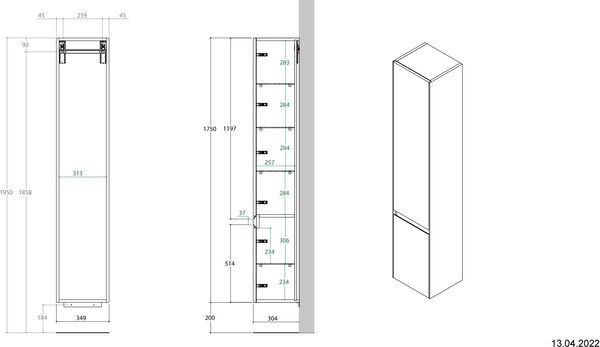 Armoire haute Alterna universale slim Mirto image number 1