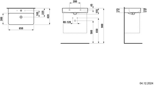 Waschtisch Laufen Val 65 x 42 cm Weiss matt image number 1