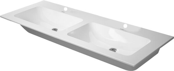 Lavabo doppio Duravit Me by Starck, 130 x 49 cm, con 2 fori per rubinetteria, con troppopieno image number 0