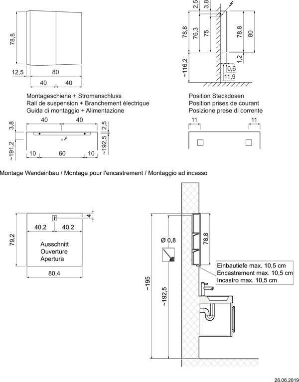 Spiegelschrank Keller Muro 80 weiss image number 1