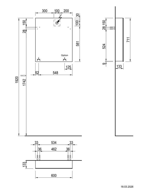 Spiegelschrank Alterna luuna LED plus Casella oak Lichtfarbe stufenlos verstellbar 2700-6500 K image number 1