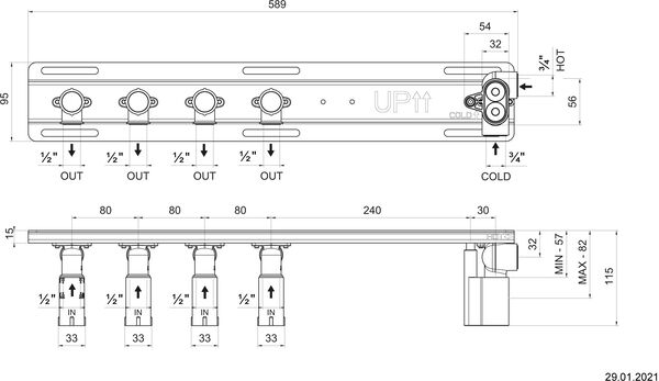 Corps à encastrer Gessi ½" image number 1